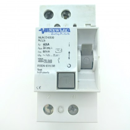 Newlec NLRCD6330 63A 63 Amp 30mA RCD 2 Double Pole Circuit Breaker Type AC
